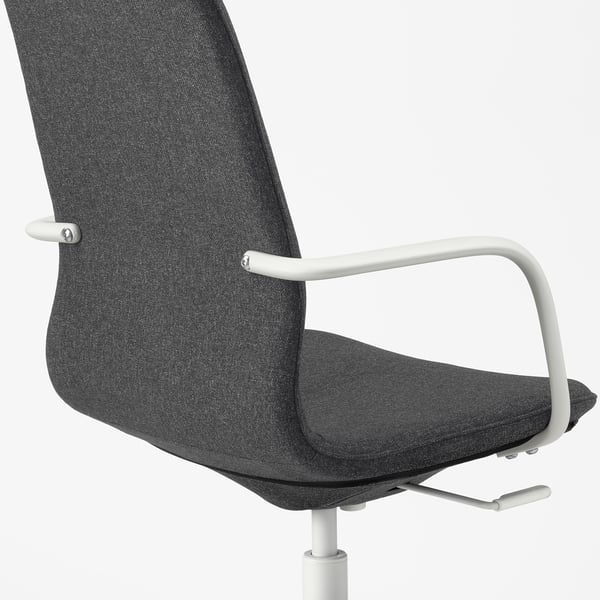 LÅNGFJÄLL conference chair with armrests, Gunnared dark grey/white, 68 cm