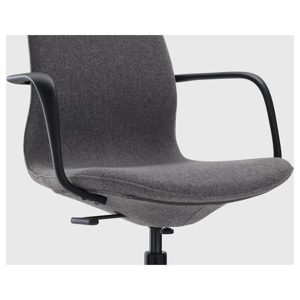 LÅNGFJÄLL conference chair with armrests, Gunnared dark grey/black, 53x92x68 cm