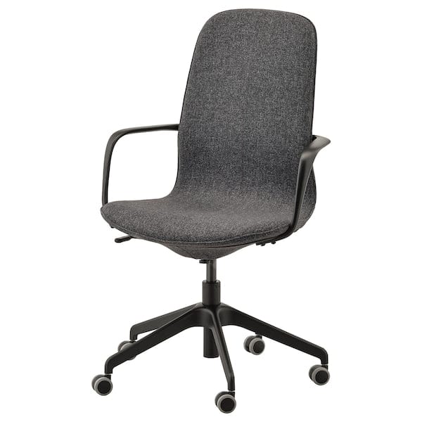 Ikea LÅNGFJÄLL Office chair with armrests - Gunnared dark grey/black ,