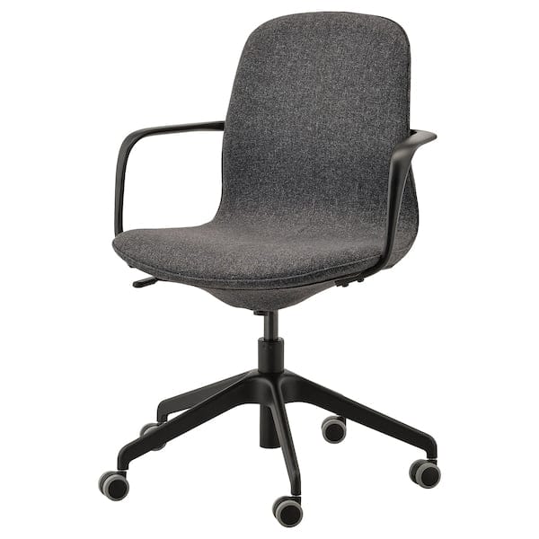Ikea LÅNGFJÄLL Office chair with armrests - Gunnared dark grey/black ,