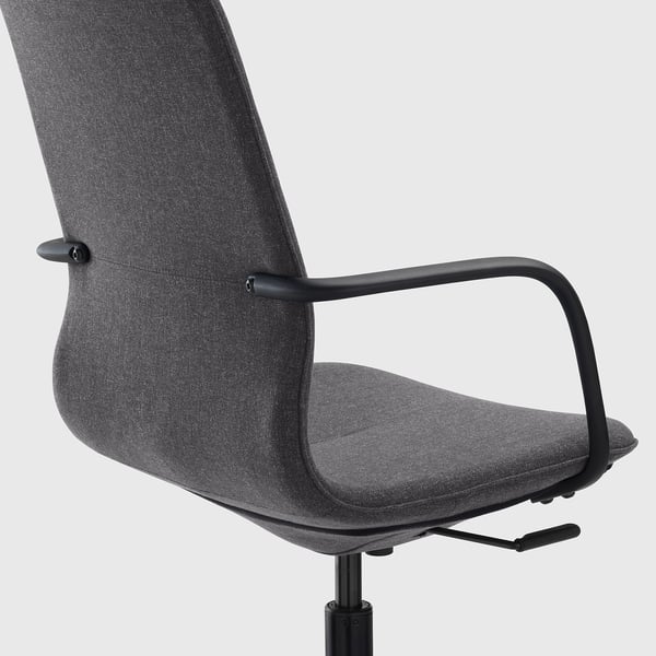 LÅNGFJÄLL conference chair with armrests, Gunnared dark grey/black, 68 cm