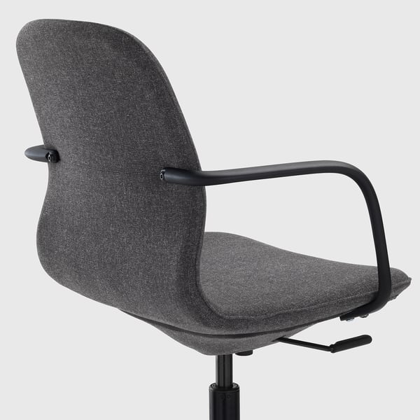 LÅNGFJÄLL conference chair with armrests, Gunnared dark grey/black, 53x92x68 cm