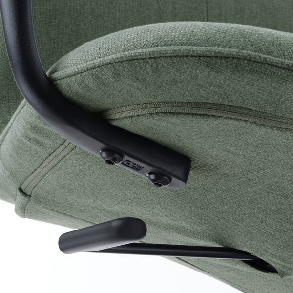 LÅNGFJÄLL conference chair with armrests, Gunnared green-grey/black, 53x92x68 cm