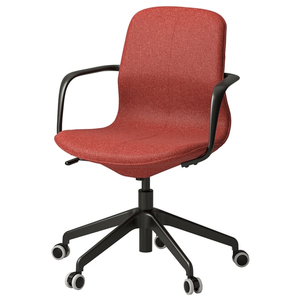 LÅNGFJÄLL conference chair with armrests, Gunnared red-orange/black, 53x92x68 cm