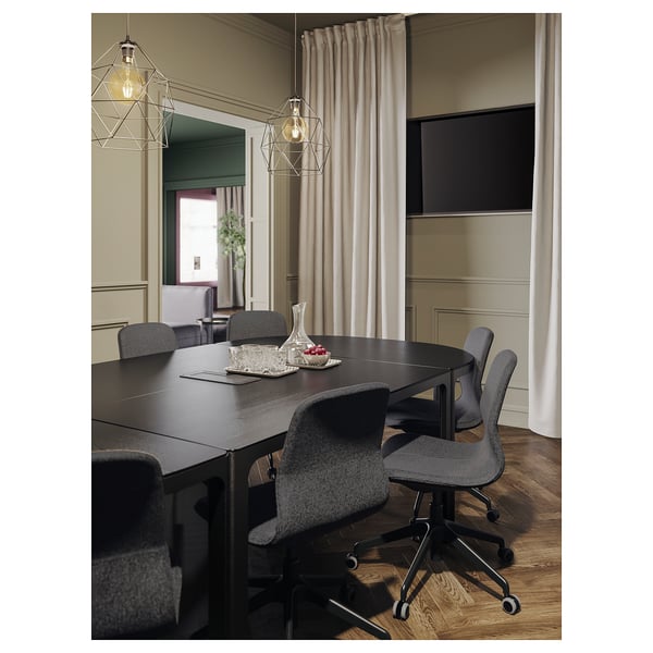 LÅNGFJÄLL conference chair, Gunnared dark grey/black, 53x92x68 cm