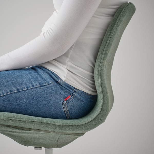 LÅNGFJÄLL conference chair, Gunnared green-grey/white, 53x92x68 cm