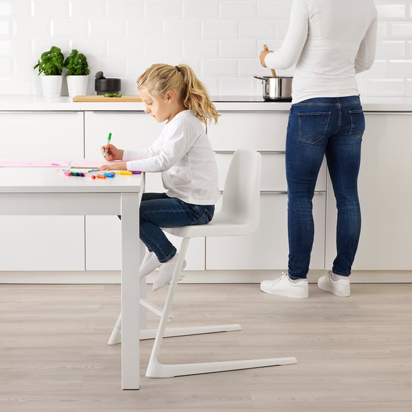 LANGUR junior/highchair with tray, white, 22x87x61 cm