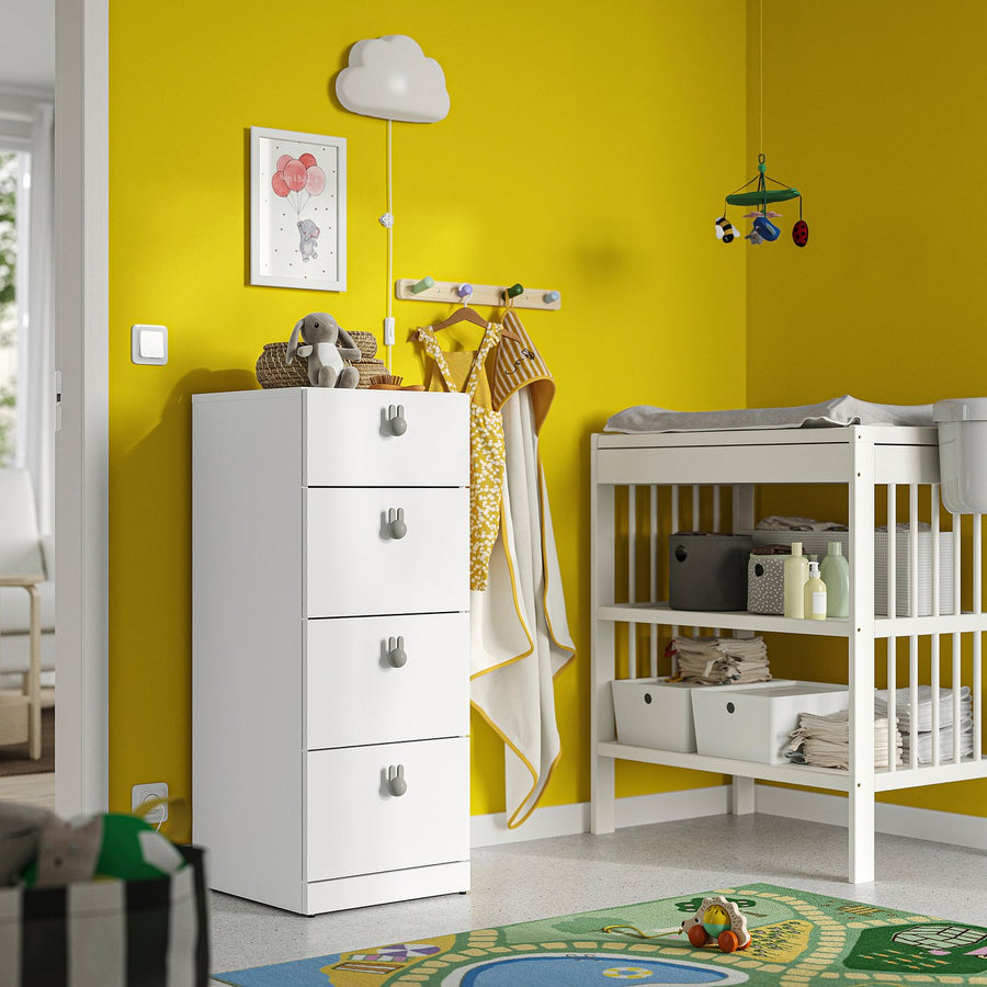 LASTARE chest of 4 drawers, white, 40x42x100 cm