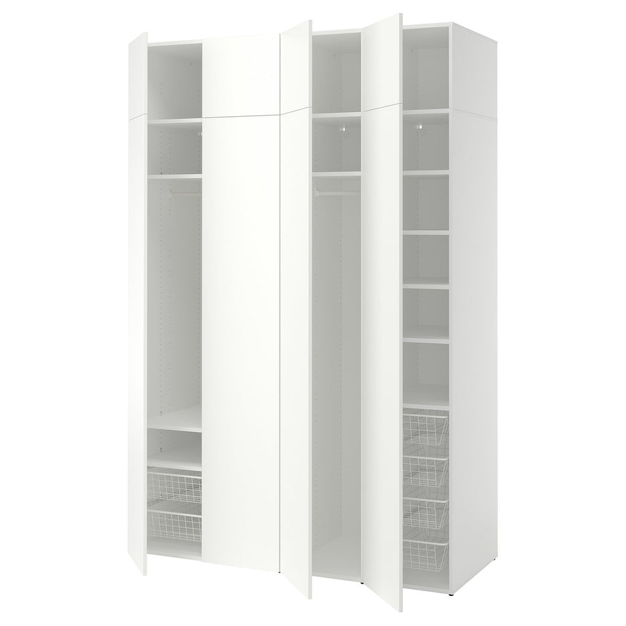 LASTARE wardrobe combination, white/with height extension unit, 160x62x236 cm