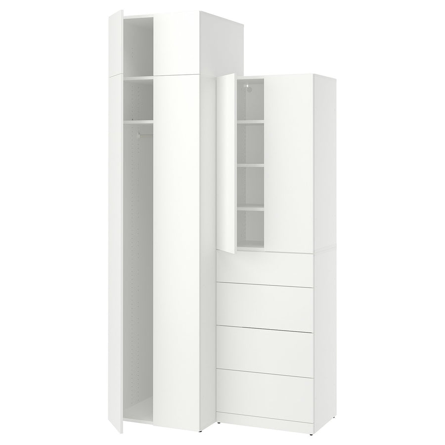 LASTARE wardrobe combination, white/with height extension unit, 120x62x236 cm