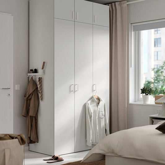 LASTARE wardrobe combination, white/with height extension unit, 120x62x236 cm