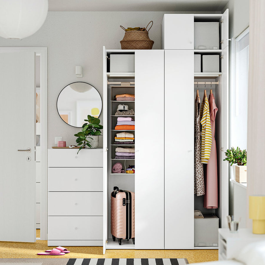 LASTARE wardrobe combination, white/with height extension unit, 180x62x236 cm