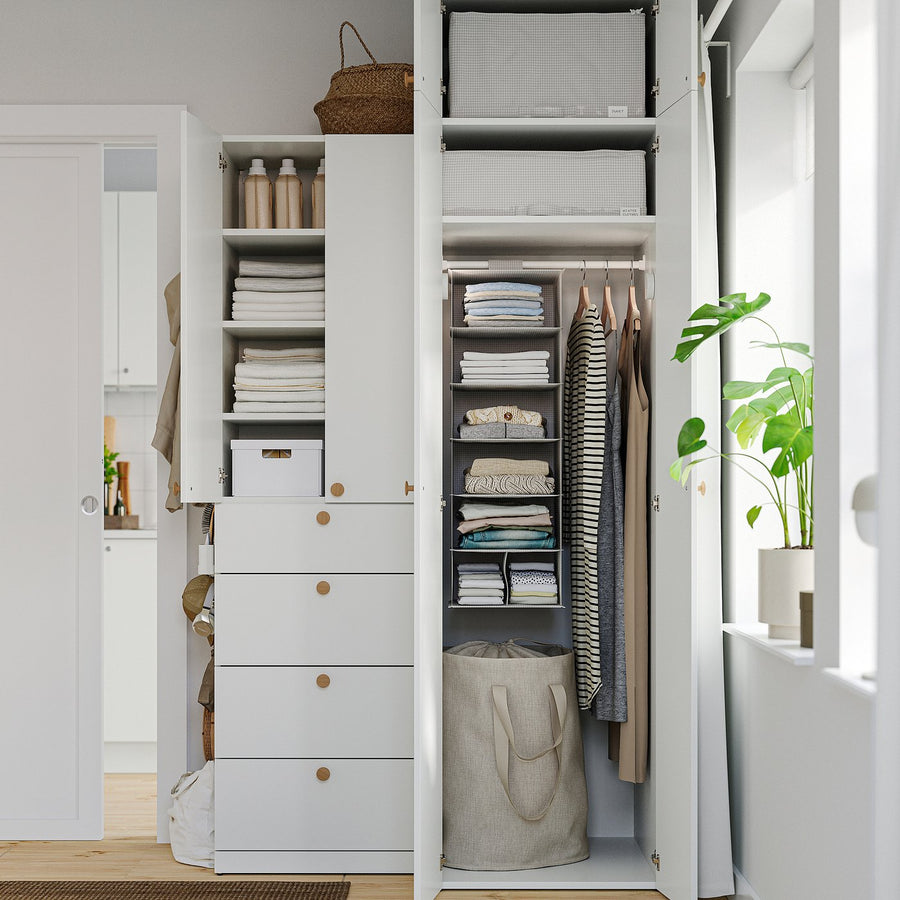 LASTARE wardrobe combination, white/with height extension unit, 120x62x236 cm