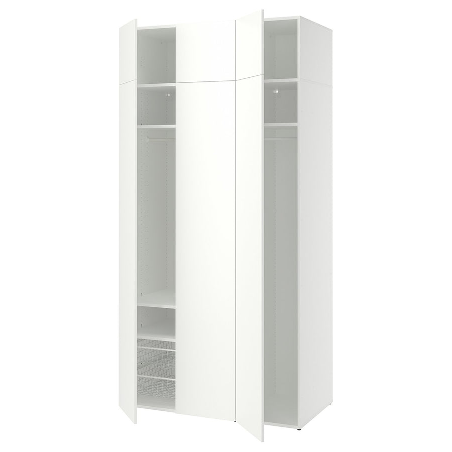 LASTARE wardrobe combination, white/with height extension unit, 120x62x236 cm