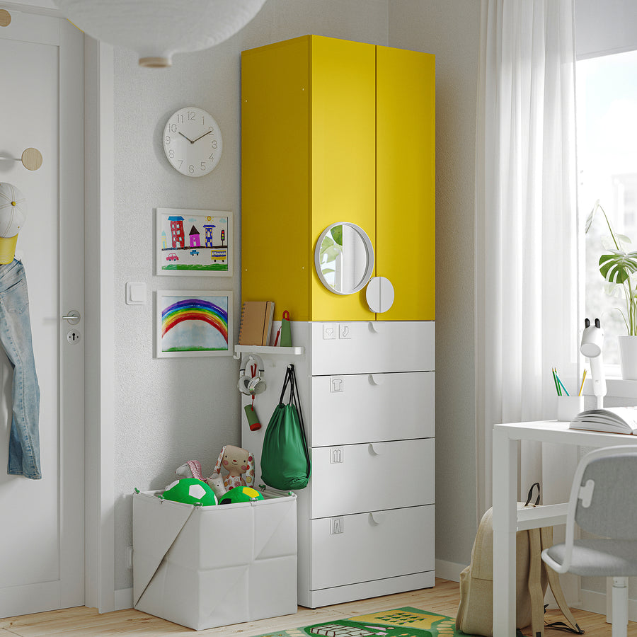 LASTARE wardrobe combination, white/yellow, 60x42x200 cm