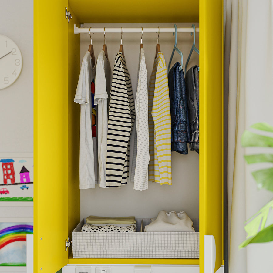 LASTARE wardrobe combination, white/yellow, 60x42x200 cm