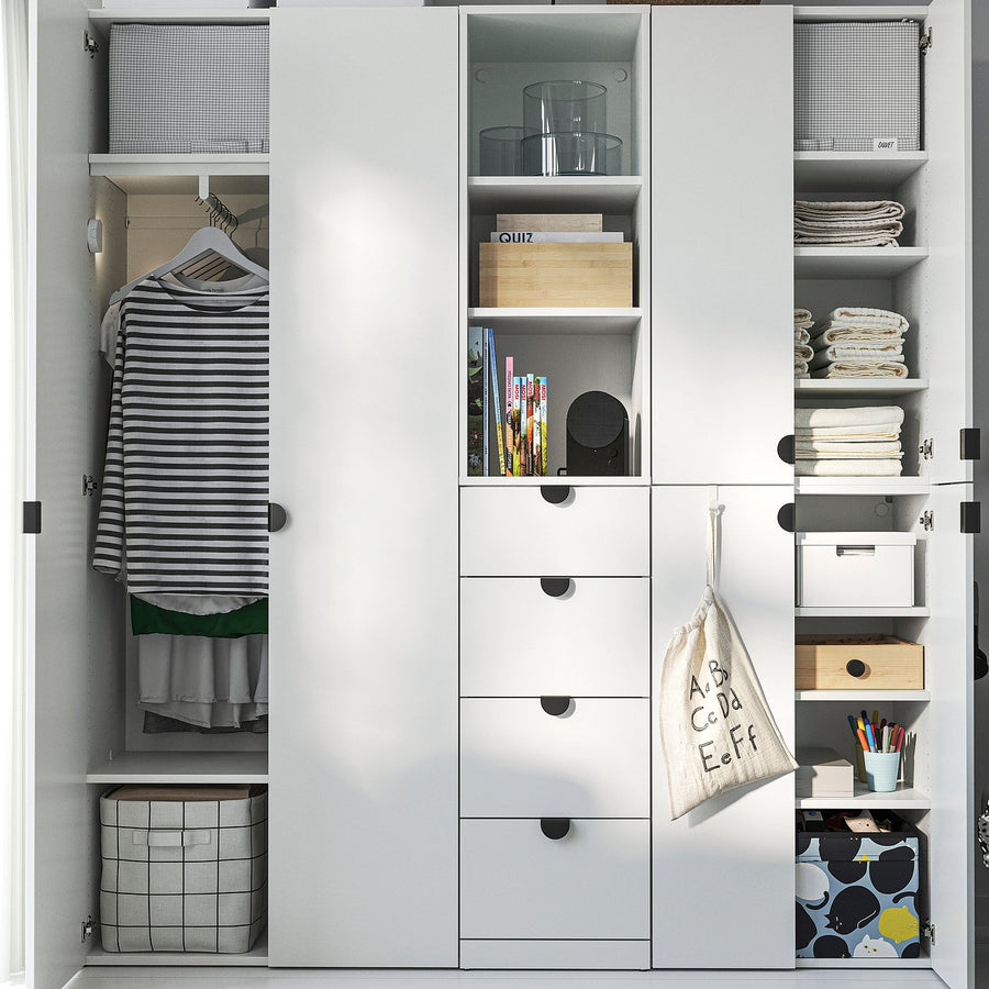 LASTARE wardrobe combination, white, 180x42x200 cm