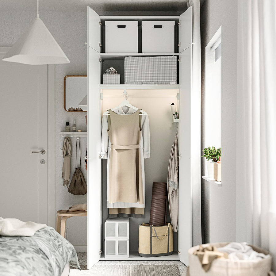 LASTARE wardrobe combination, white/with height extension unit, 80x42x236 cm