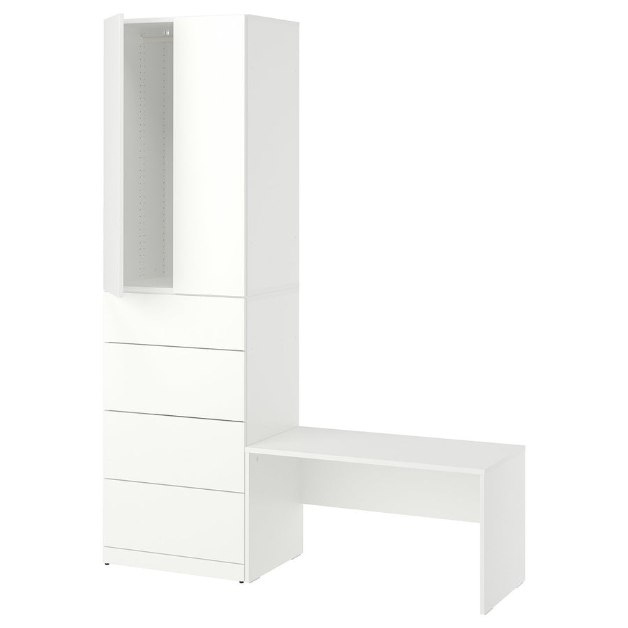 LASTARE storage combination, white/with bench, 150x42x200 cm