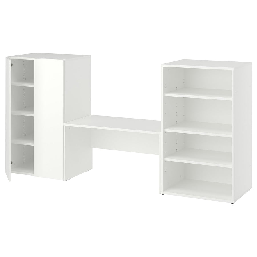 LASTARE storage combination, white/with bench, 210x42x100 cm