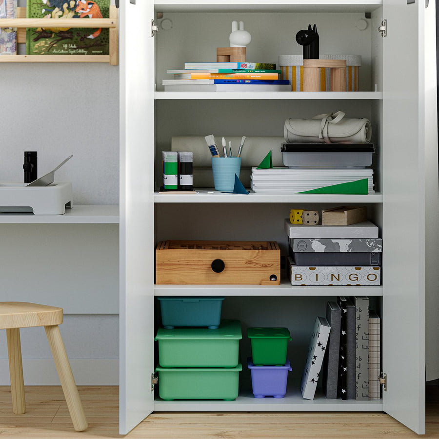 LASTARE storage combination, white/with bench, 210x42x100 cm