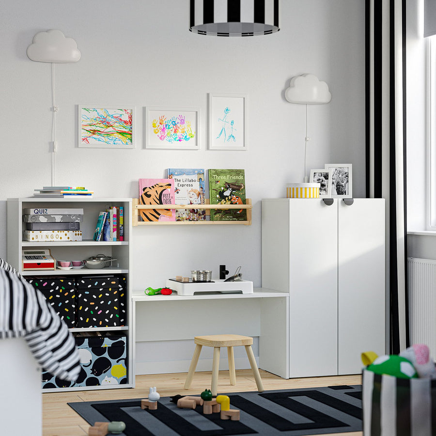 LASTARE storage combination, white/with bench, 210x42x100 cm
