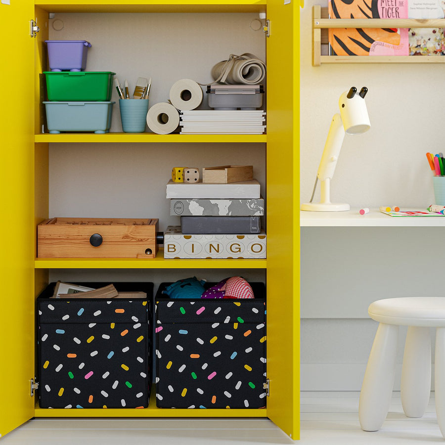 LASTARE storage combination, white yellow/with bench, 210x42x100 cm