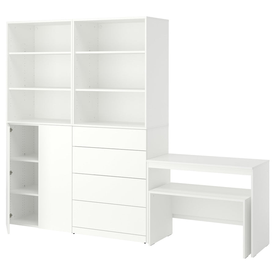 LASTARE storage combination, white/table, 260x42x200 cm