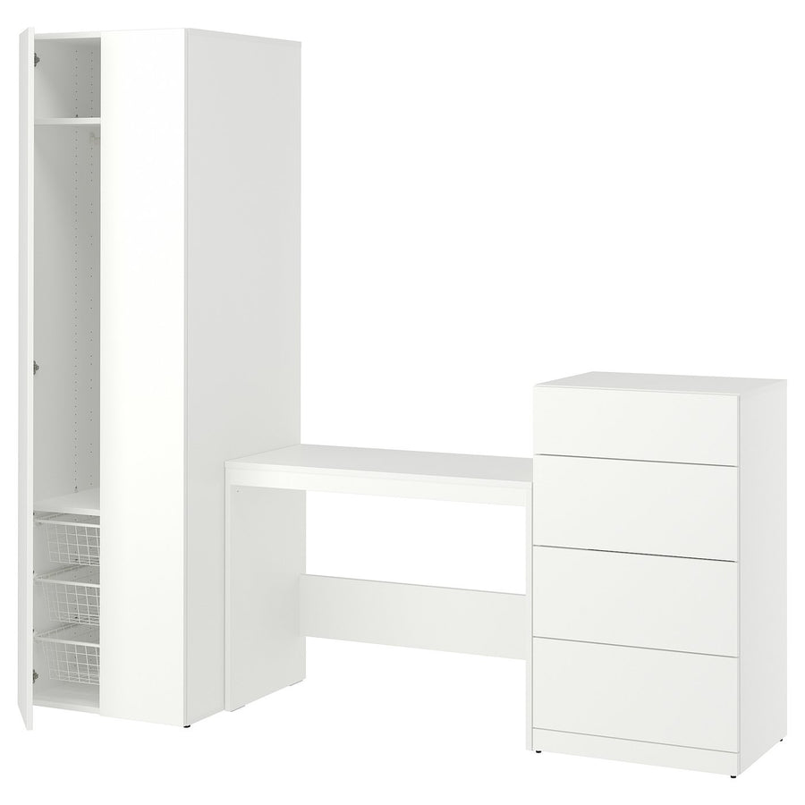 LASTARE storage combination, white/table/, 220x62x200 cm
