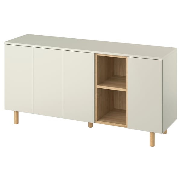 LEDAMOT cabinet, light grey-beige, 150x42x75 cm