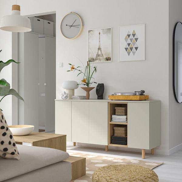 Ikea LEDAMOT - Cabinet, light grey-beige,150x42x75 cm