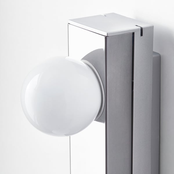 LEDSJÖ LED wall lamp, stainless steel, 60x6 cm