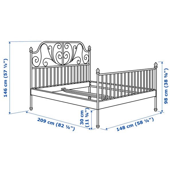 Ikea LEIRVIK Bed frame, white/Lindbåden, 140x200 cm