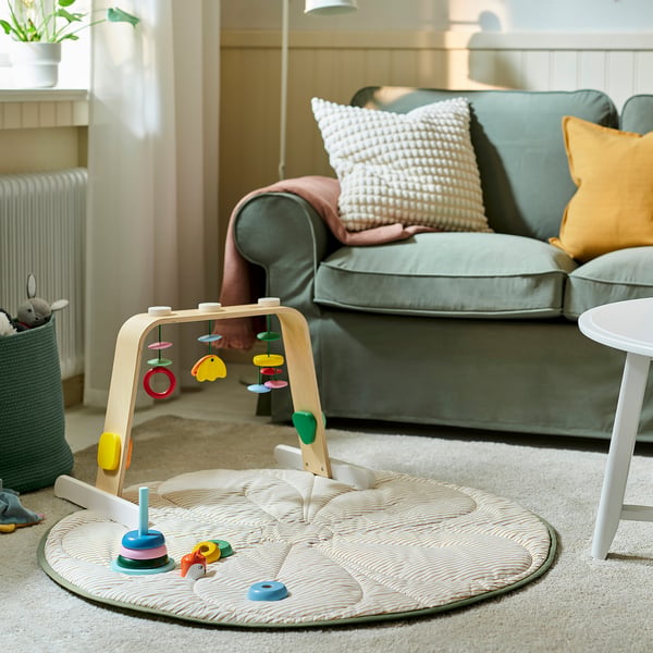LEKA baby gym, birch plywood/multicolour, 59x43 cm