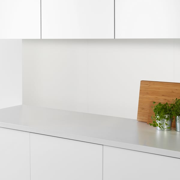 LEKSTORP wall panel, white/aluminium, 60x66 cm