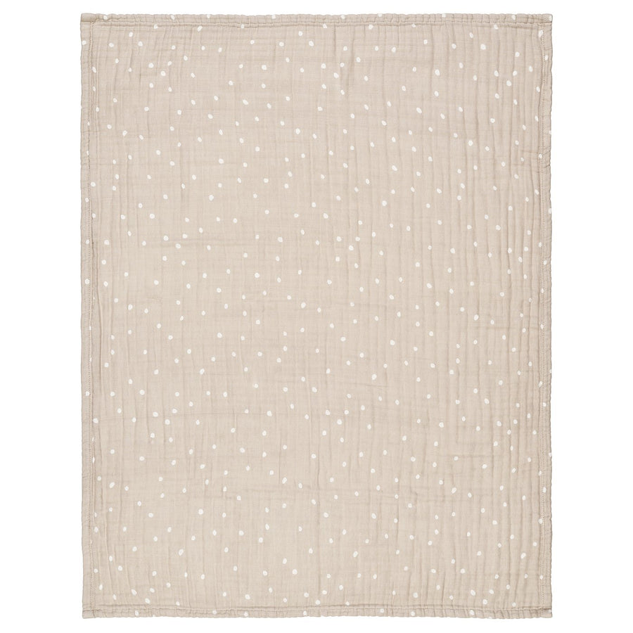 LEN blanket, white beige/dot pattern muslin, 80x100 cm