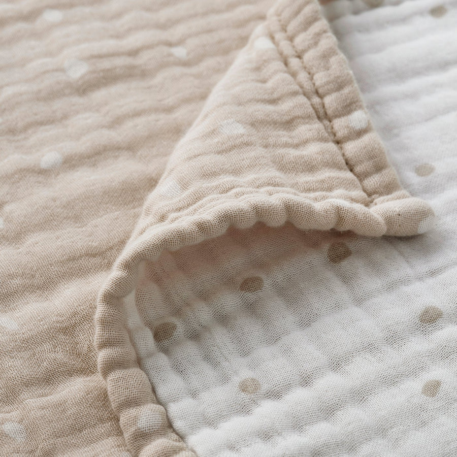LEN blanket, white beige/dot pattern muslin, 80x100 cm