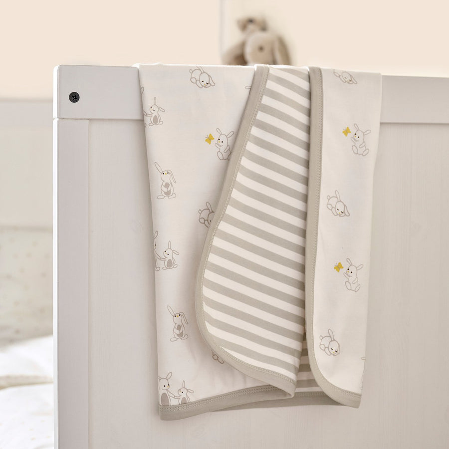 LEN blanket, white beige/bunny pattern stripe pattern, 80x100 cm