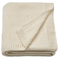 LEN blanket, white/knitted, 70x90 cm