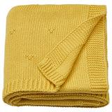 LEN blanket, yellow/knitted, 70x90 cm