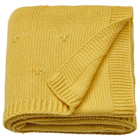 LEN blanket, yellow/knitted, 70x90 cm