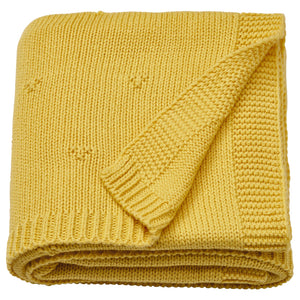 LEN blanket, yellow/knitted, 70x90 cm