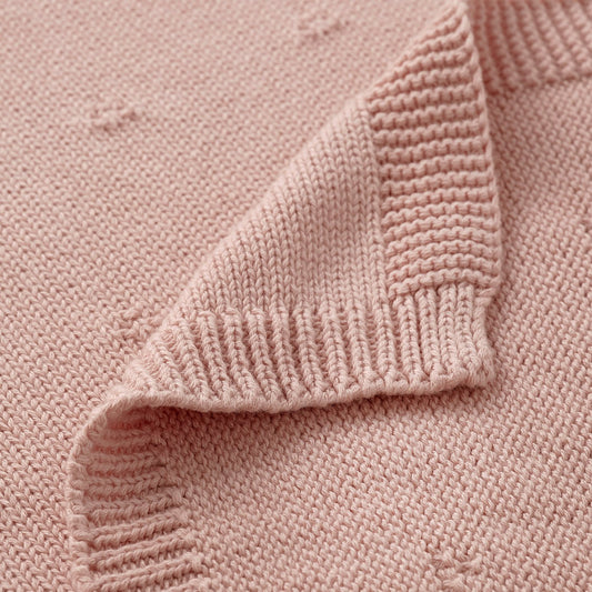 LEN blanket, pink/knitted, 70x90 cm