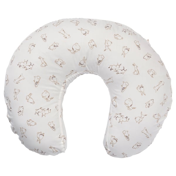 LEN cover for nursing pillow, rabbit pattern/white, 60x50x18 cm