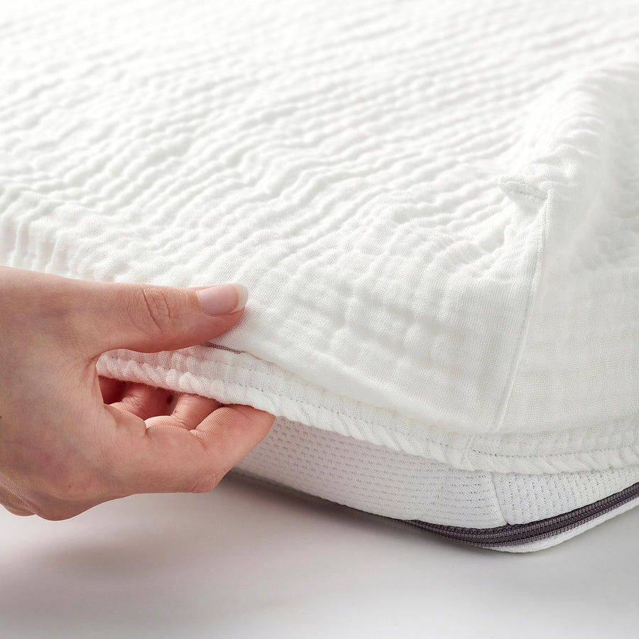 LEN fitted sheet for cot, white beige/muslin, 60x120 cm, 2 pack