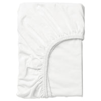 LEN fitted sheet for cot, white/jersey, 60x120 cm