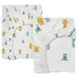 LEN fitted sheet for cot, white bear pattern, 60x120 cm, 2 pack
