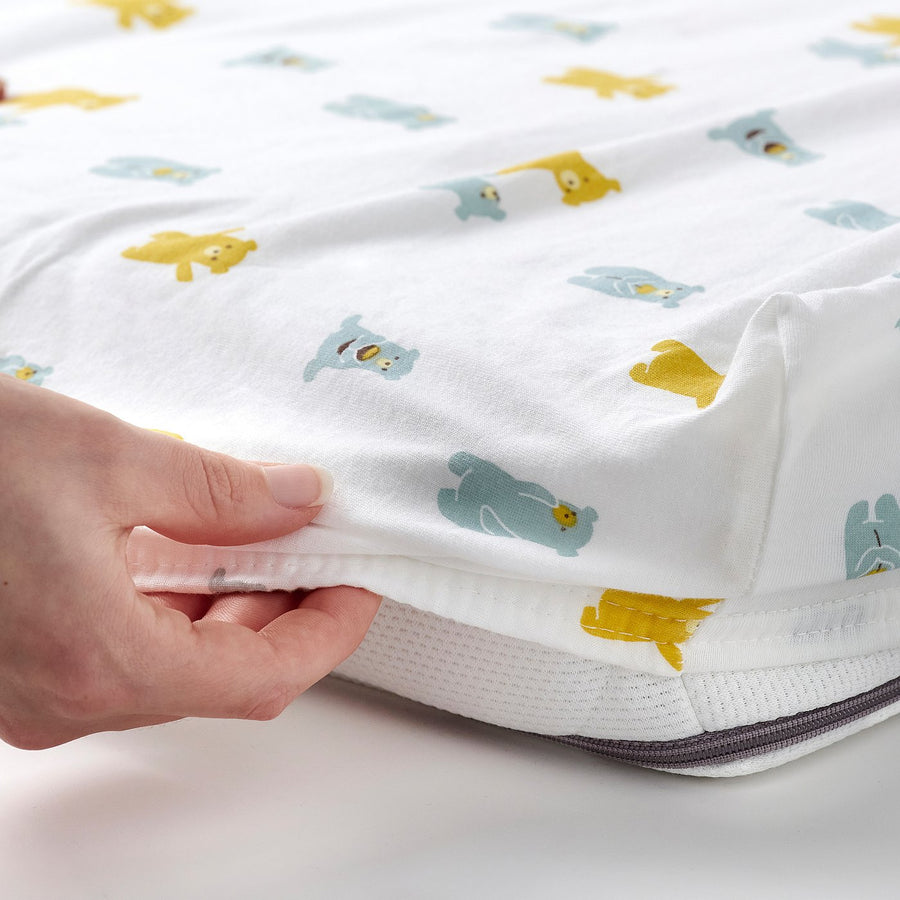 LEN fitted sheet for cot, white bear pattern, 60x120 cm, 2 pack