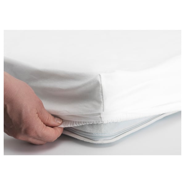 LEN fitted sheet for cot, white, 120x60 cm, 2 pack