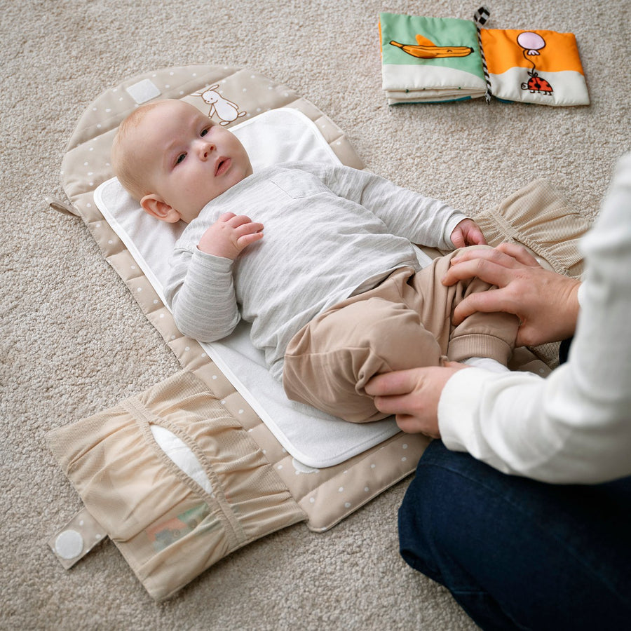 LEN babycare mat, beige/dot pattern foldable, 70x35 cm